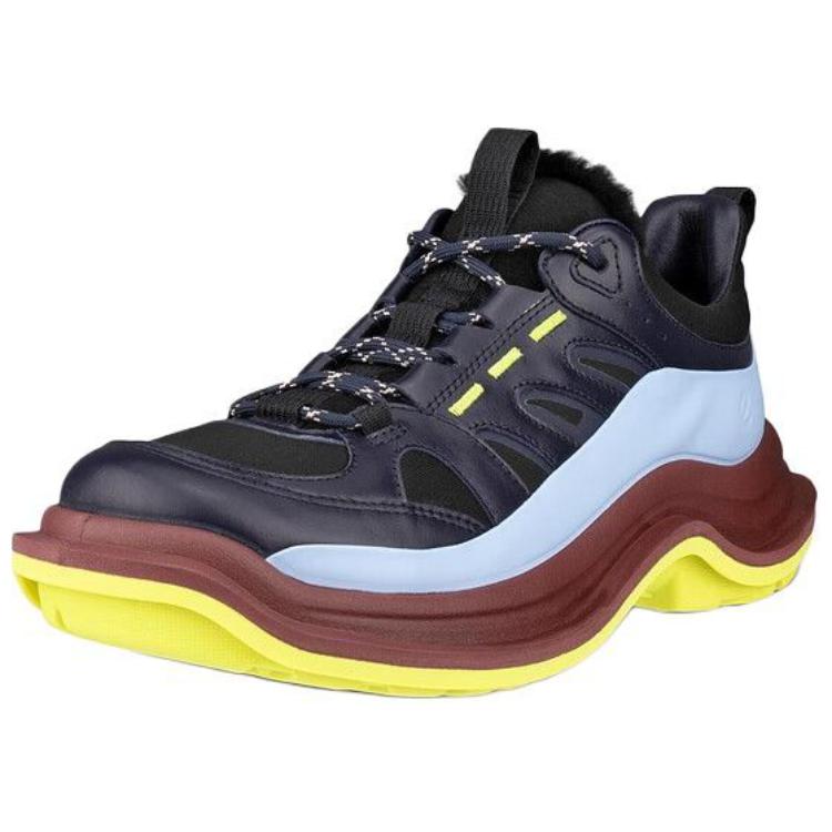 Ecco Anti Slip Wear Resistant Low Top Casual Shoes Women's Black Blue