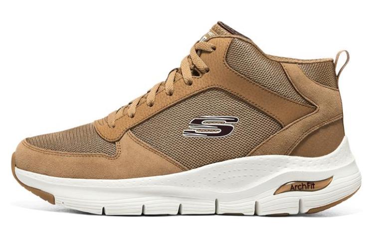 Skechers Arch Fit High Top Casual Shoes Men's Whiskey Brown