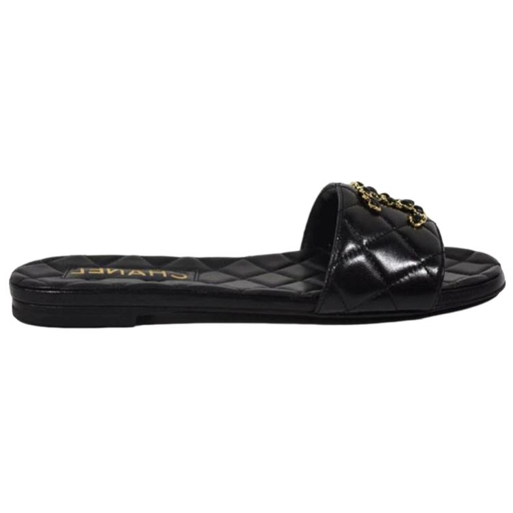 CHANEL Slip Resistant Slide Slippers Women's Black
