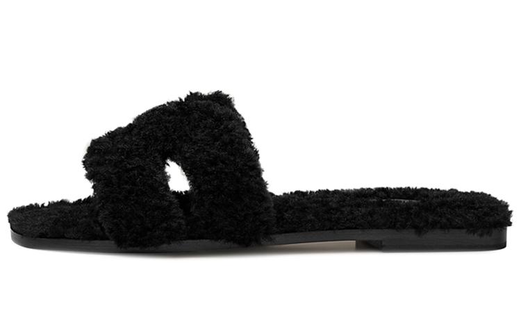 HERMES Oran Slide Slippers Women's Pure Black