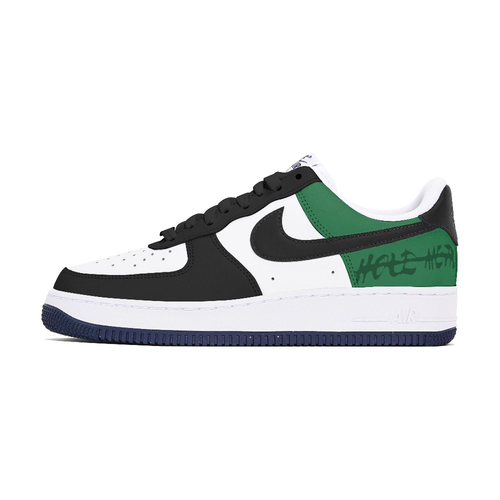 Nike Air Force 1 Non-slip Lightweight Low-Top Skateboard Shoes Men's Black White Green