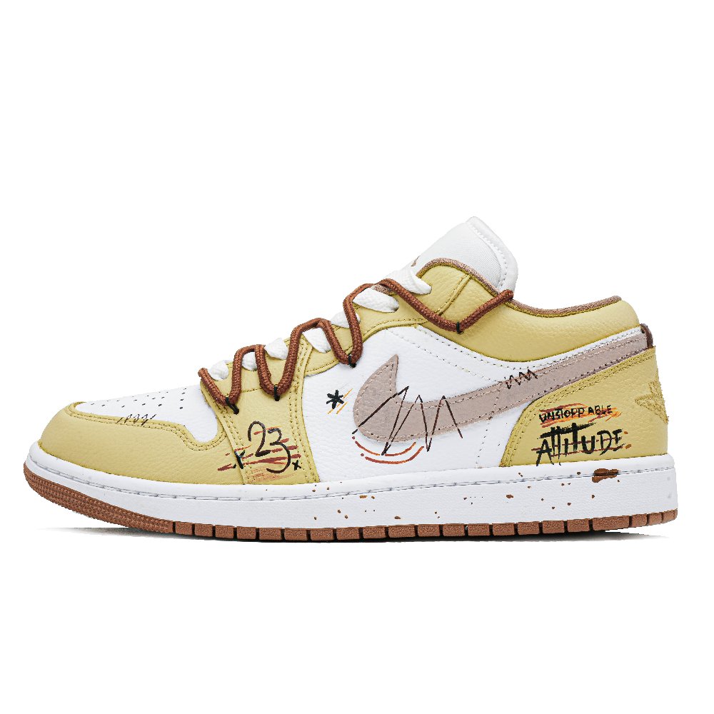 Jordan Air Jordan 1 Size 23 Pawn Shop Abrasion Resistant Low Top Vintage Basketball Shoes Unisex Olive Brown