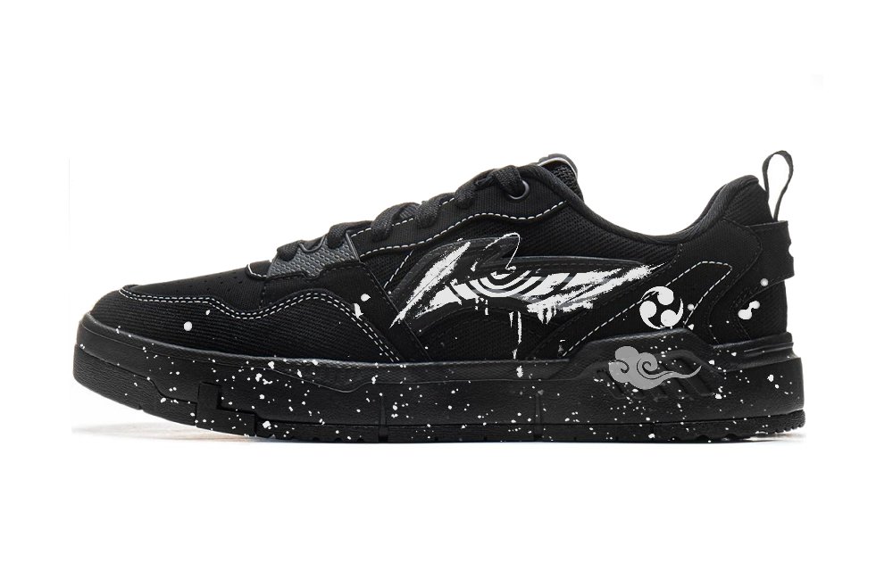 LiNing Yuan Chu Anti Slip Wear Resistant Low Top Skateboard Shoes Men's White Black