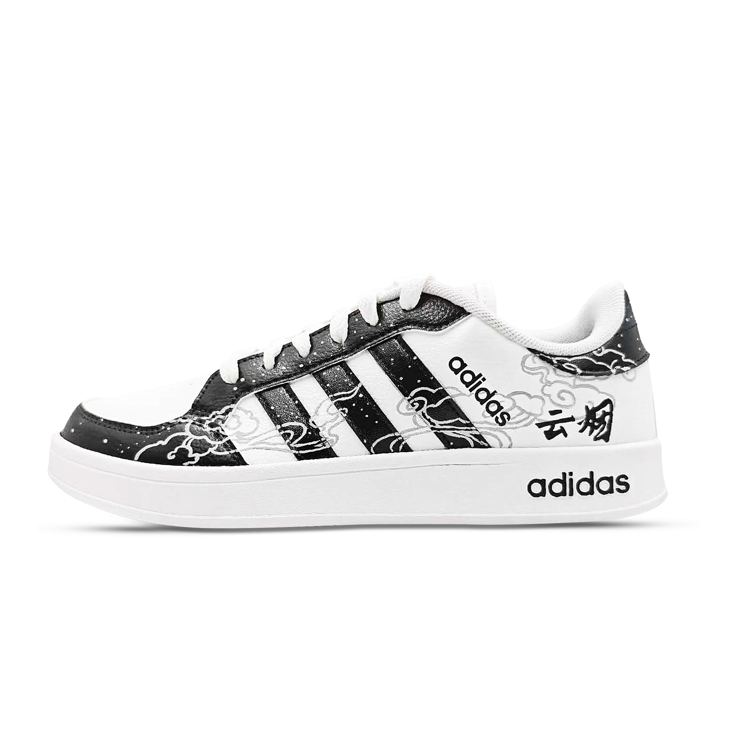 Adidas Ink Infused Cloud Smoke Abrasion Resistant Breathable Low top Skateboard Shoes Unisex Black White Gray