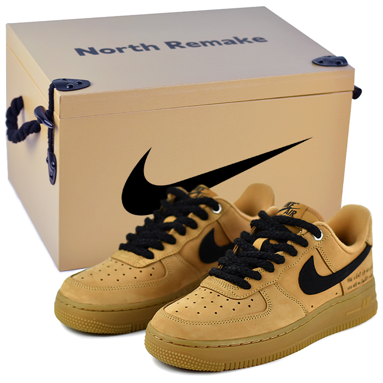 Nike Air Force 1 Anti-Slip Wear-Resistant Low-Top Skateboard Shoes Unisex Wheat