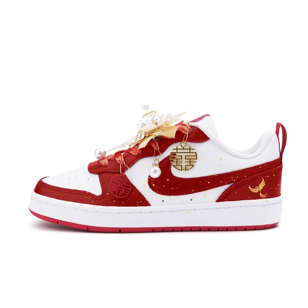 Nike Court Borough 2 Abrasion Resistant Low Top Skateboard Shoes Women's Red