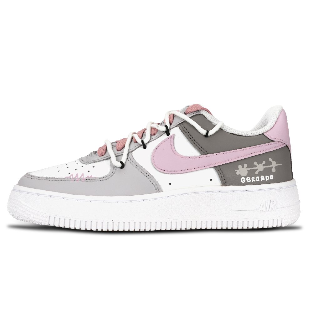 Nike Air Force 1 Air Force 1 Abrasion Resistant Low Top Skateboard Shoes Unisex Gray Pink
