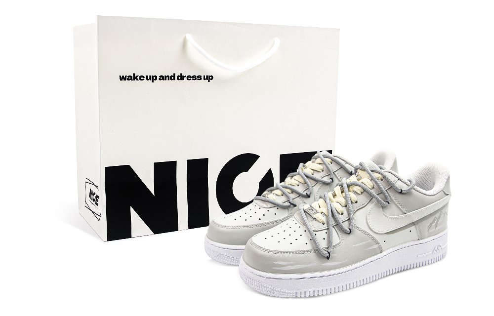 Nike Air Force 1 Abrasion Resistant Low Top Skateboard Shoes Unisex Smoke Mist Gray