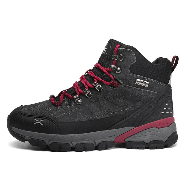 Jeep Cushioned Wear-Resistant Lightweight Mid-Top Outdoor Shoes Men's Gray Red