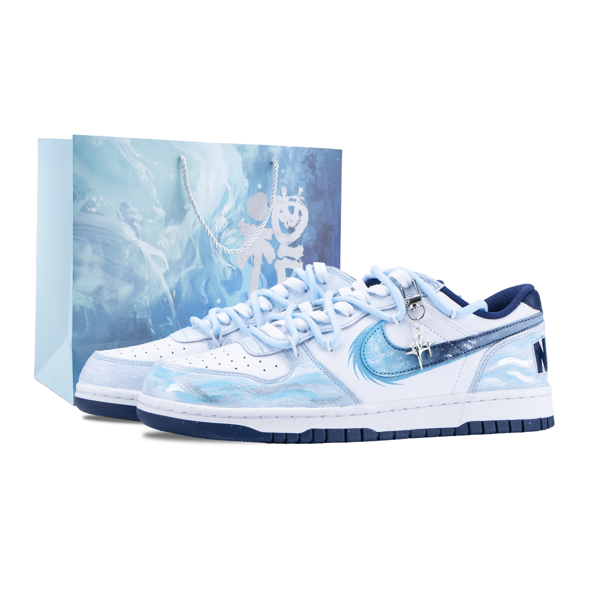 Nike Big Deep Sea Era Cushioning, Wear Resistant Low top Skateboard Shoes Unisex White Blue