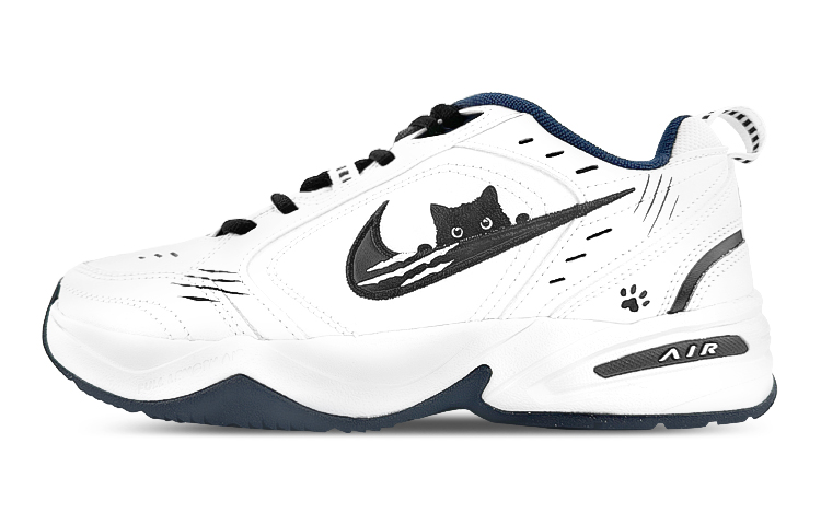 Nike Air Monarch 4 Anti-Slip Wear-Resistant Breathable Height Increasing Low-Top Chunky Sneakers Unisex Black White