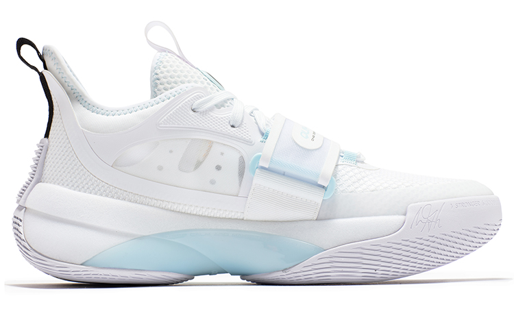 361° Zen 4 Ice Blade Cushioning Anti-Slip Wear-Resistant Breathability Low-Top Basketball Shoes White Glacier Blue