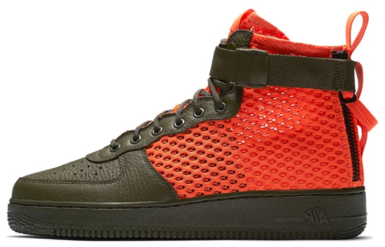 Nike Sf Air Force 1 Mid Cargo Khaki Total Crimson