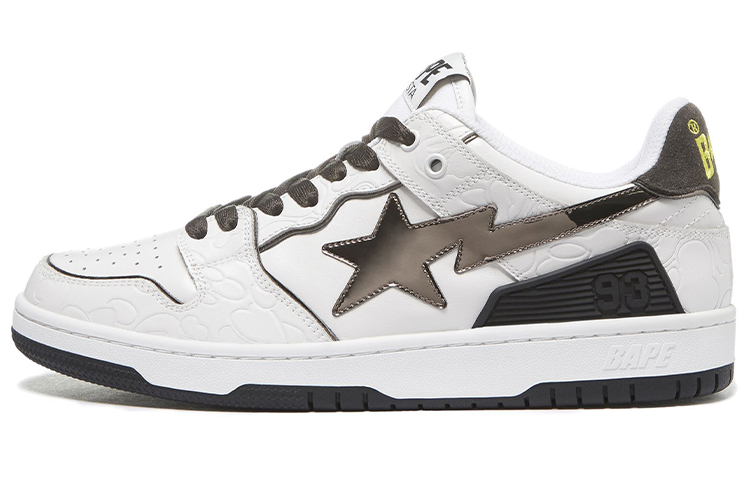 A BATHING APE SK8 STA Low-Top Stylish Skateboarding Shoes Men's White Black