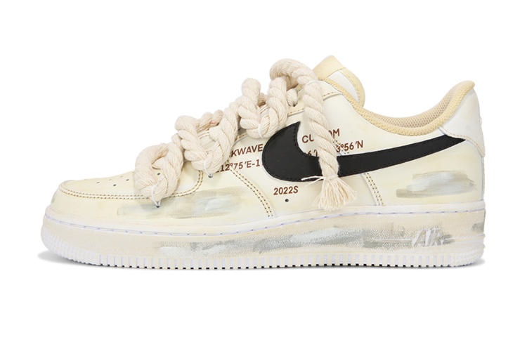 Nike Air Force 1 Low-Top Skateboard Shoes Women's Beige Yellow