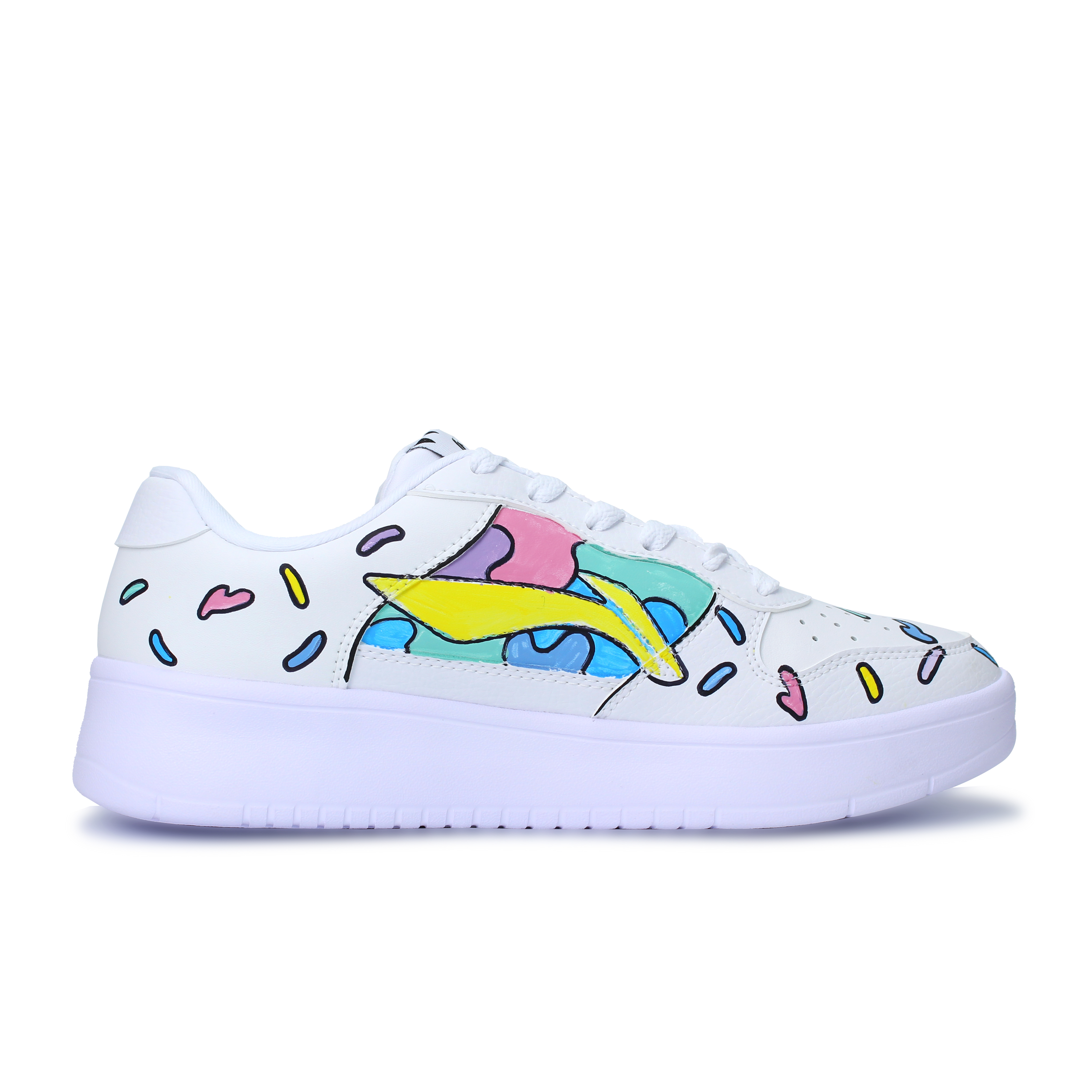 LiNing Pontoon Boats Wear resistant And Lightweight Low top Skateboard Shoes Unisex White