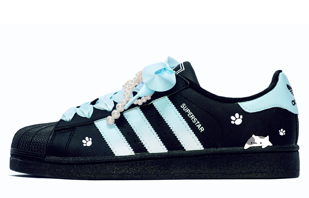 Adidas Originals Superstar 2 Skateboard Shoes Women's Low Top Blue, Black