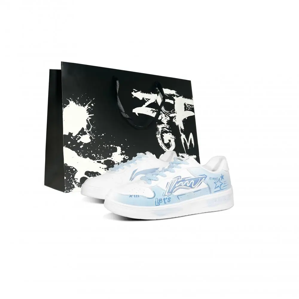 LiNing Pontoon Boats Blue Star Slip Resistant, Abrasion Resistant, Breathable Low top Skateboard Shoes Men's Blue White