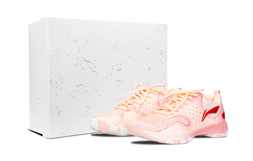 LINING Battle TD Badminton Shoes Women's Low top Neon Orange Pink/Pink/Red