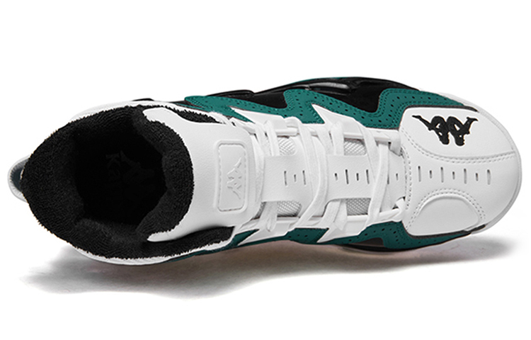 Kappa Cushioning Anti-Slip And Wear-Resistant High-Top Vintage Basketball Shoes Unisex Green White Patchwork