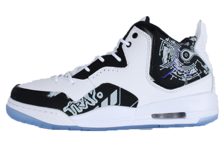 Jordan Courtside 23 Cushioned Slip-Resistant Mid-Top Vintage Basketball Shoes Men's Black White
