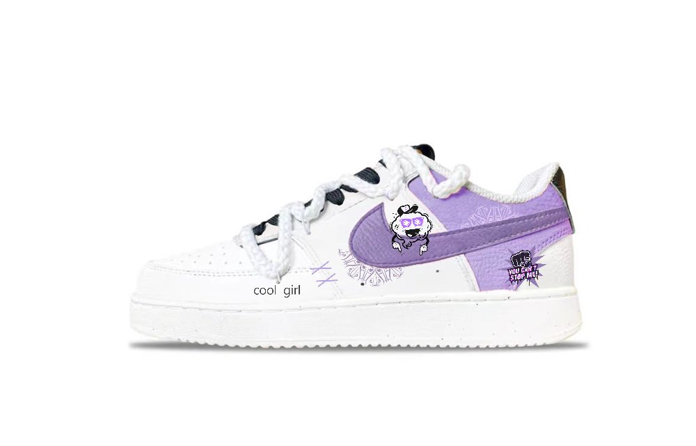Nike Court Vision 1 Lightweight And Wear-resistant Low-Top Skateboard Shoes Men's White Purple