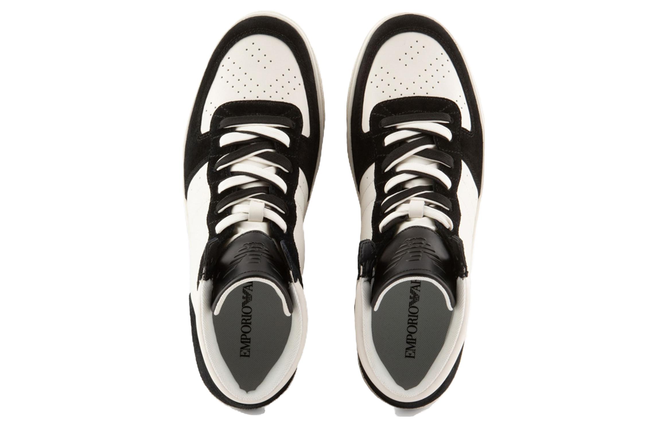 EMPORIO ARMANI Mid Top Stylish Skateboarding Shoes Men's Black White купить в интернет-магазине Yoocart с быстрой доставкой по России.