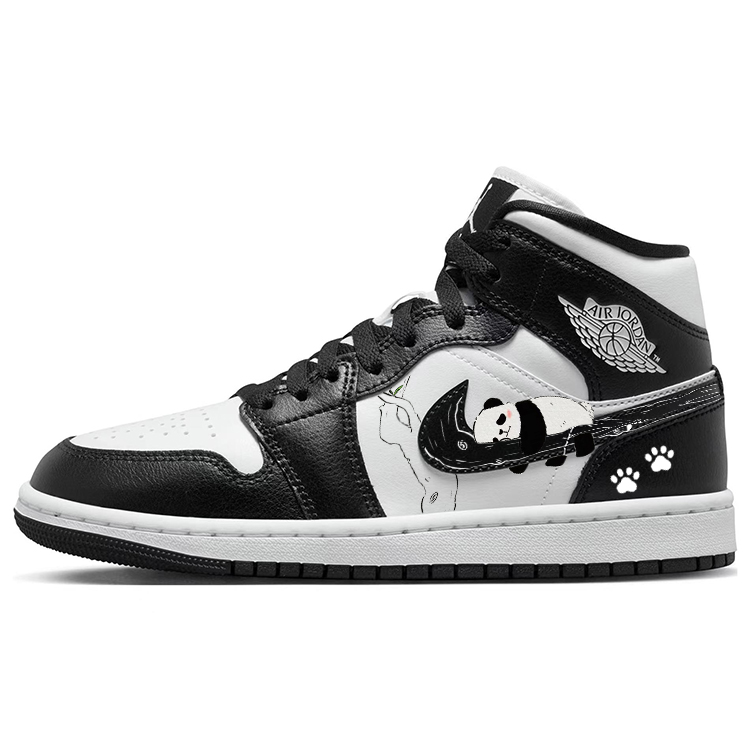 Jordan Air Jordan 1 Cushioned Slip-Resistant Mid-Top Vintage Basketball Shoes Women's Black
