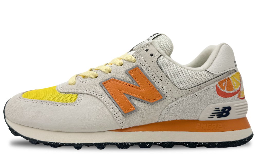 New Balance NB 574 Slip Resistant, Abrasion Resistant, Breathable, Lightweight Low Top Running Shoes Unisex Gray Orange