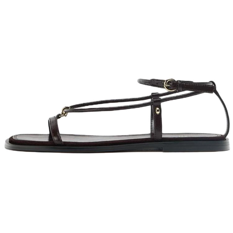 ZARA One Strap Sandals 1cm Women's Brown