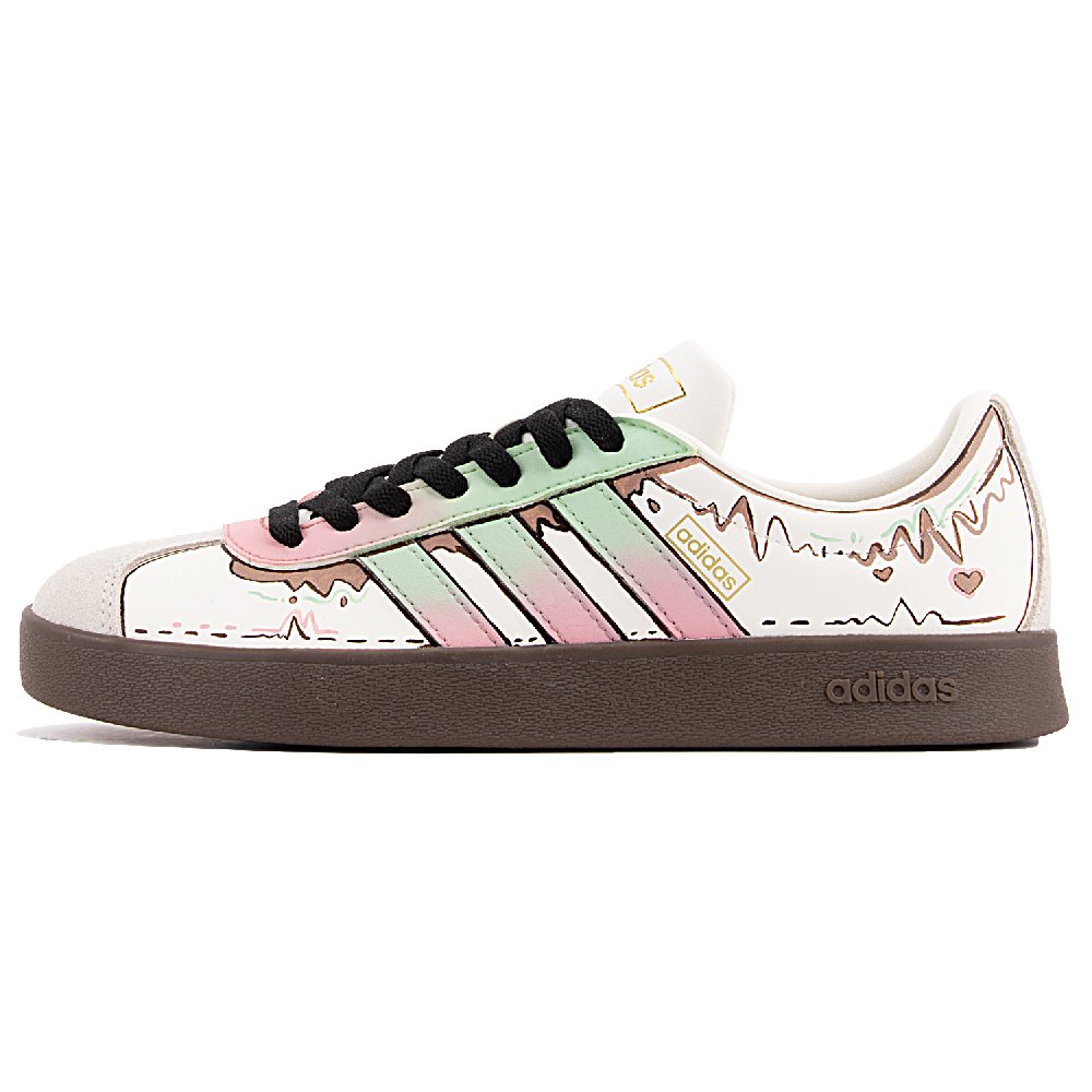 Adidas VL COURT 2.0 Cushioned Wear-Resistant Impact-Resistant Low-Top Skateboard Shoes Unisex Pink White