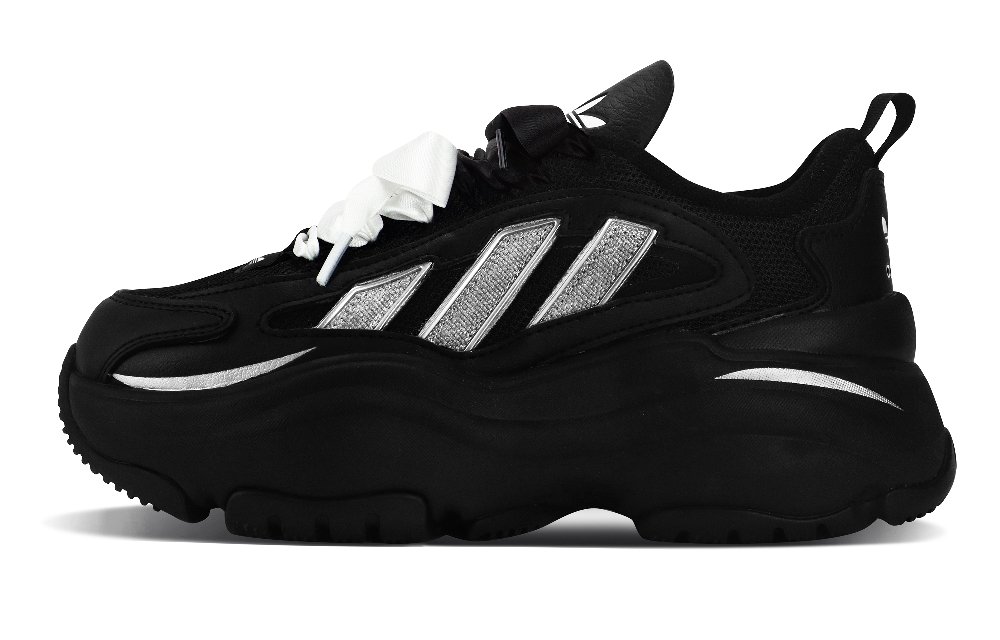Adidas Originals OZGAIA Anti-Slip And Wear-Resistant Height Increasing Low-Top Casual Shoes Women's Black Silver