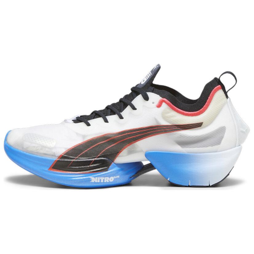 PUMA Fast R Nitro Elite Anti Slip Wear Resistant Low Top Carbon Plate Casual Running Shoes Men's White Blue