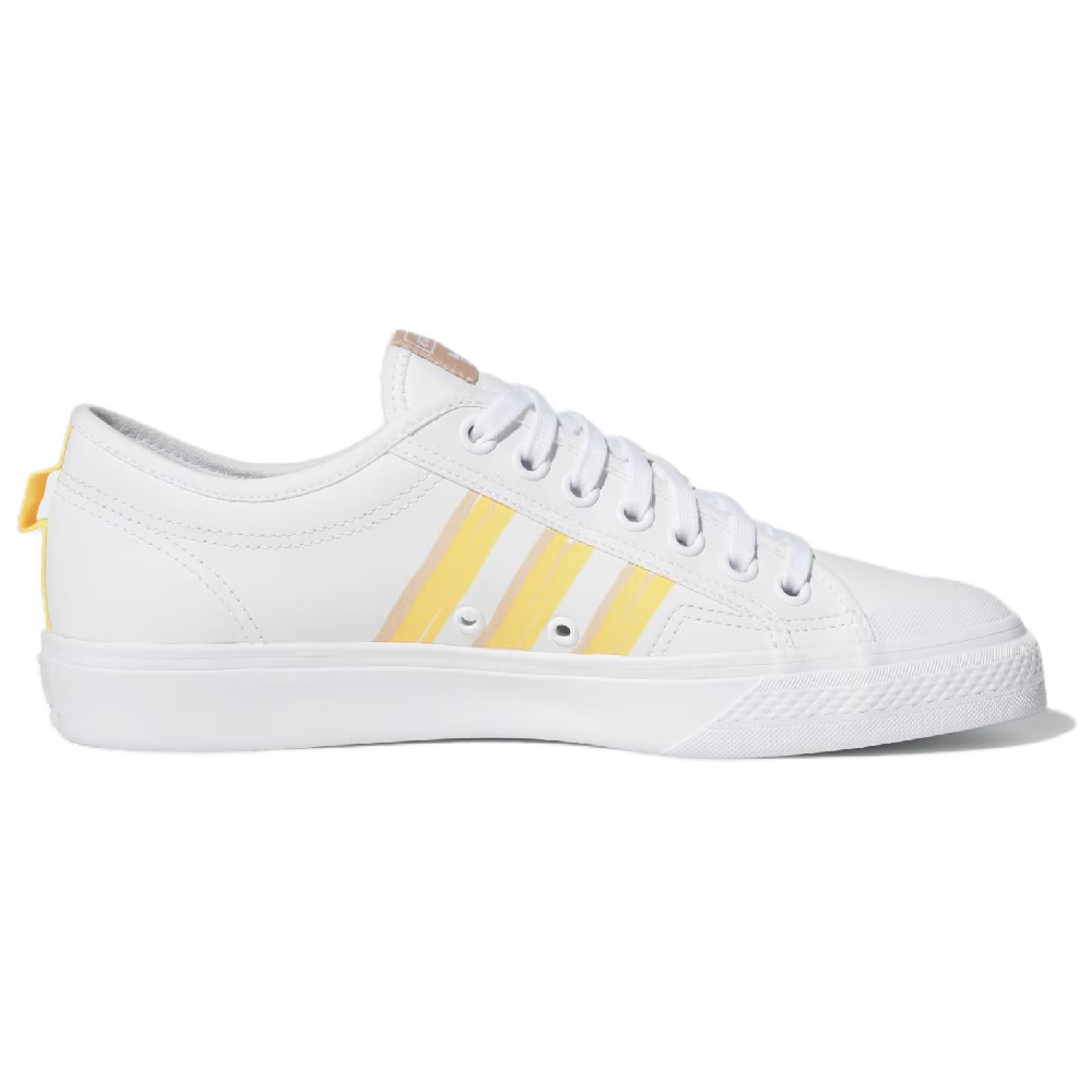 Adidas Originals NIZZA Anti Slip Wear Resistant Low Top Skateboard Shoes Men's White Yellow