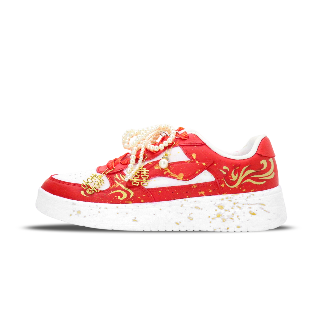 LiNing Pontoon Boats Cushioning Impact Resistance Low Top Skateboard Shoes Unisex Red Gold
