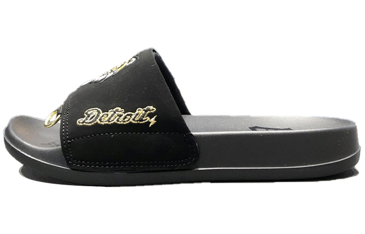 MLB Slipper Rubber Sole Metal Totem Slip-Resistant Slide Slippers Unisex Black