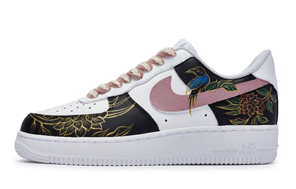 Nike Air Force 1 811 Manufacture Magpie Stepping Low-Top Skateboard Shoes Men's Black White Pink Gold