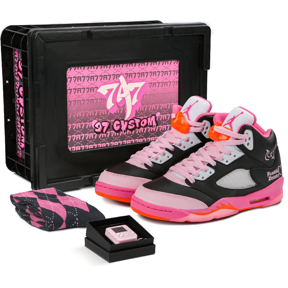 Jordan Air Jordan 5 Retro High-Top Vintage Basketball Shoes GS Black Pink