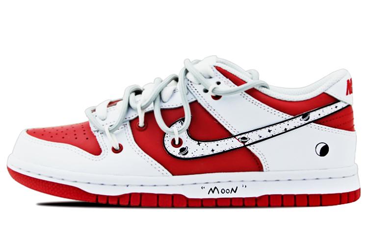 Nike Dunk Retro University Red Anti Slip Wear Resistant Low Top Skateboard Shoes Unisex White Red