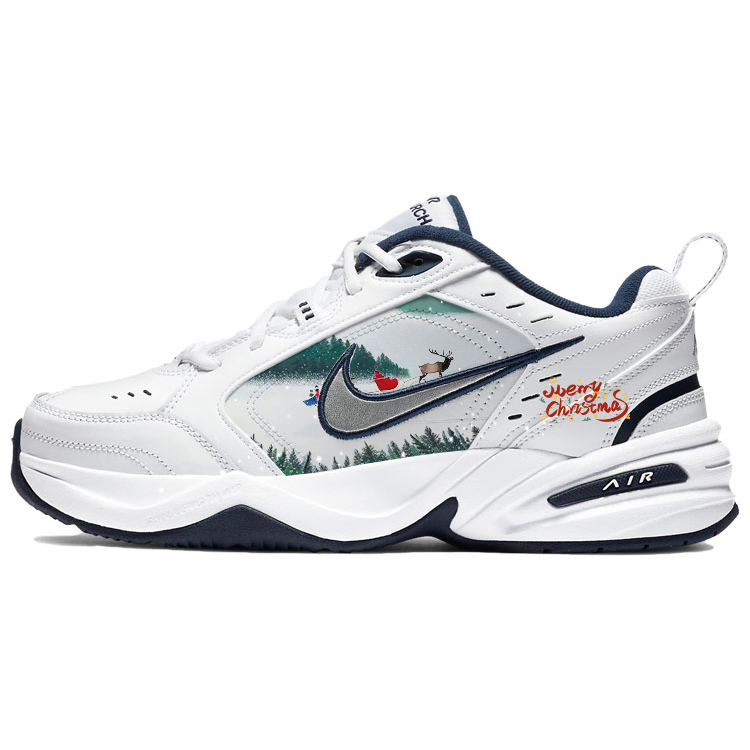 Nike Air Monarch 4 Anti-Slip Wear-Resistant Low-Top Chunky Sneakers Unisex White Gray
