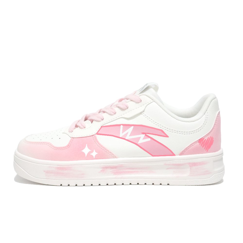 Anta Relaxed Slip Resistant, Lightweight, And Breathable Low Top Skateboard Shoes Women's Pink White