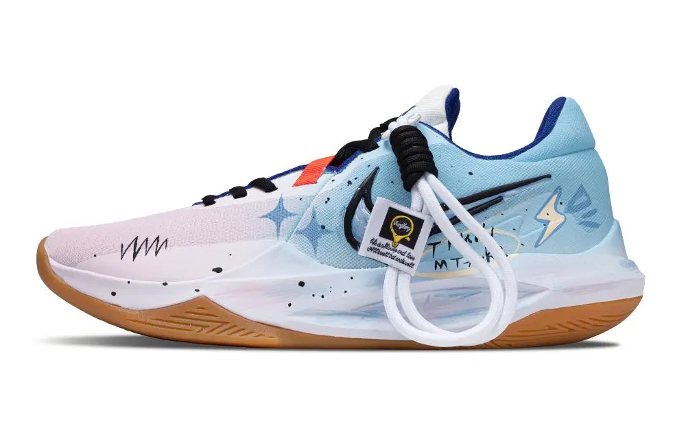 Nike Precision 6 Colorful Shooting Stars Abrasion Resistant Low Top Basketball Shoes Unisex Blue Pink