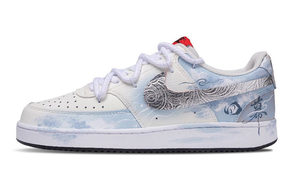 Nike Court Vision 1 Cloud Thorn Abrasion Resistant Low Top Skateboard Shoes Men's White Blue