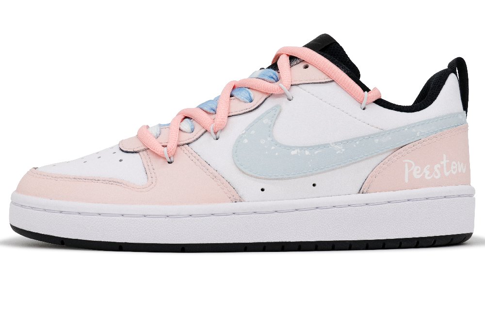 Nike Court Borough 2 Slip-Resistant Water-Resistant Lightweight Low-Top Skateboard Shoes GS White Pink Blue