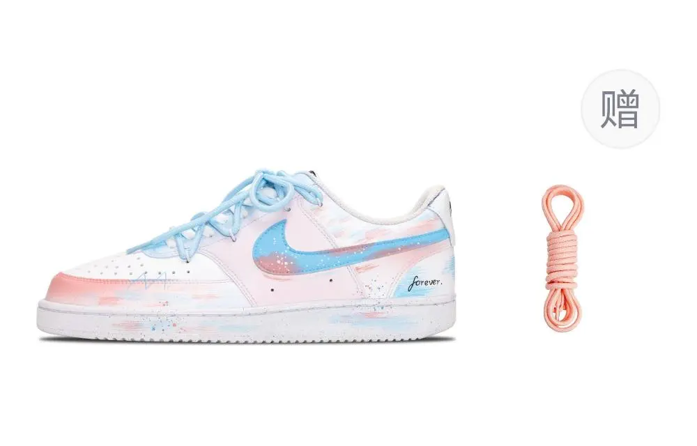 Nike Court Vision 1 Abrasion Resistant Low top Skateboard Shoes Unisex Pink Blue