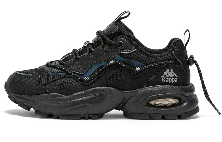 Kappa Cushioning Anti-Slip And Wear-Resistant Low-Top Chunky Sneakers Unisex Black Silver