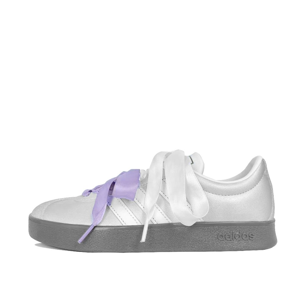 Adidas Neo VL Court 2.0 Iridescent Purple Rhythm Coverage Quick Dry Low Top Skateboard Shoes Unisex Silver White