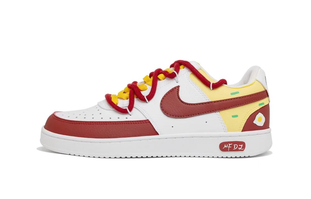 Nike Court Vision 1 Slip-Resistant Cushioning Low-Top Skateboard Shoes Men's Red Yellow