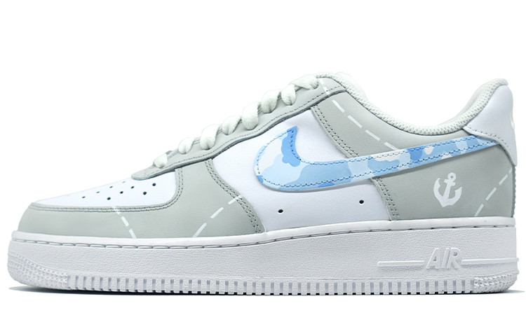 Nike Air Force 1 Low Abrasion Resistant Slip Resistant Low Top Skateboard Shoes Men's Gray White