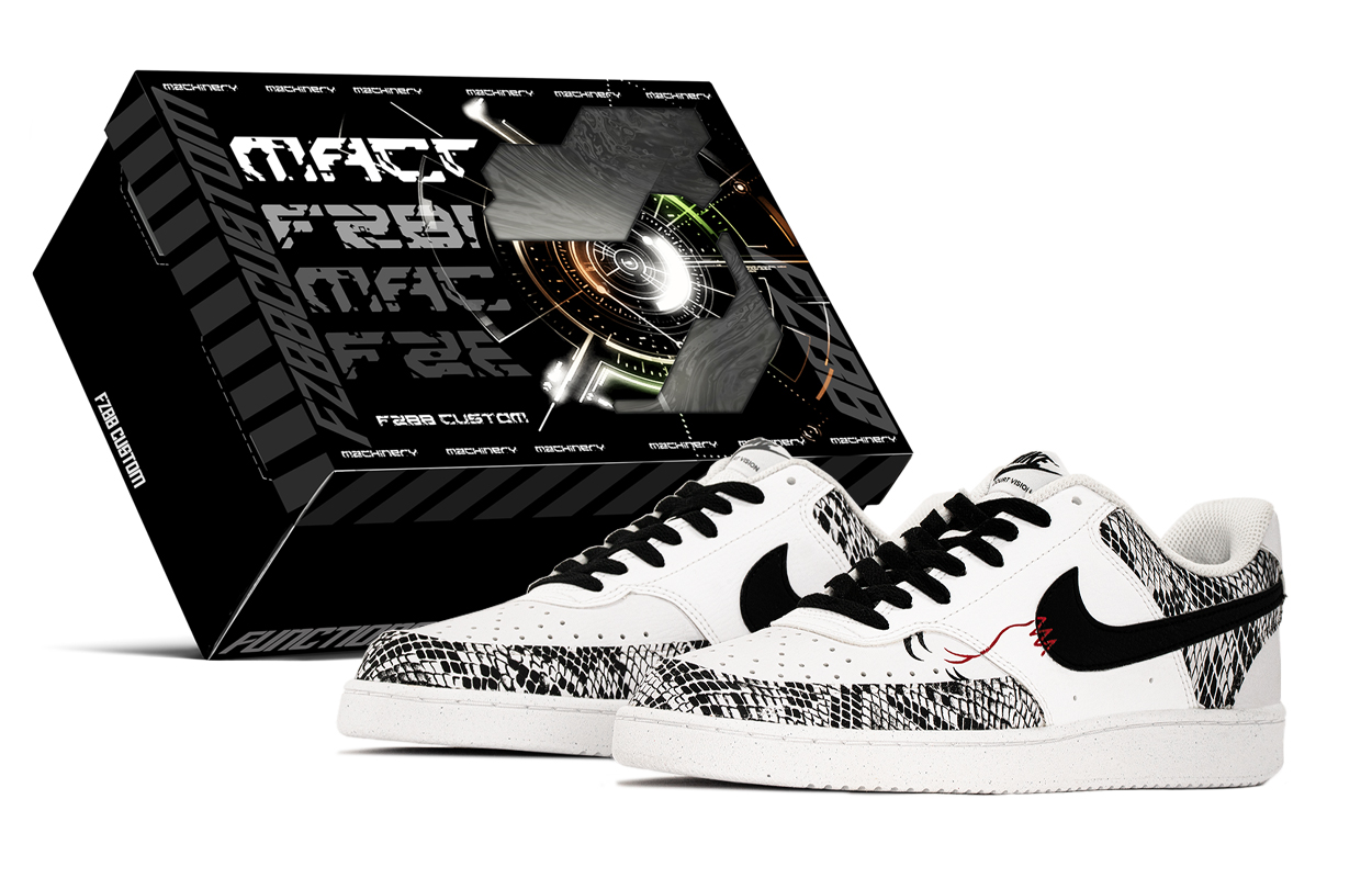 Nike Court Vision 1 Mamba Heart Black Mamba Heart Cushioning Low top Skateboard Shoes Unisex Black White